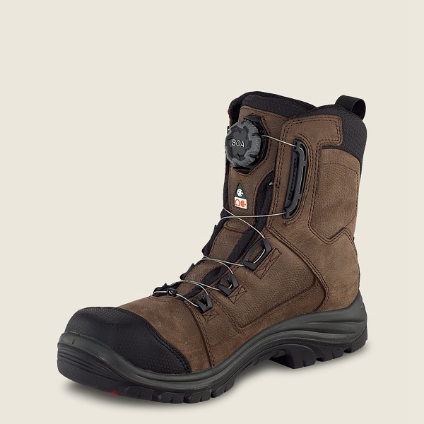 Red Wing Safety Bot Erkek - Trades - 8-Inch Boa® Waterproof Csa Toe - Kahverengi/Siyah - 52CTSYBAN